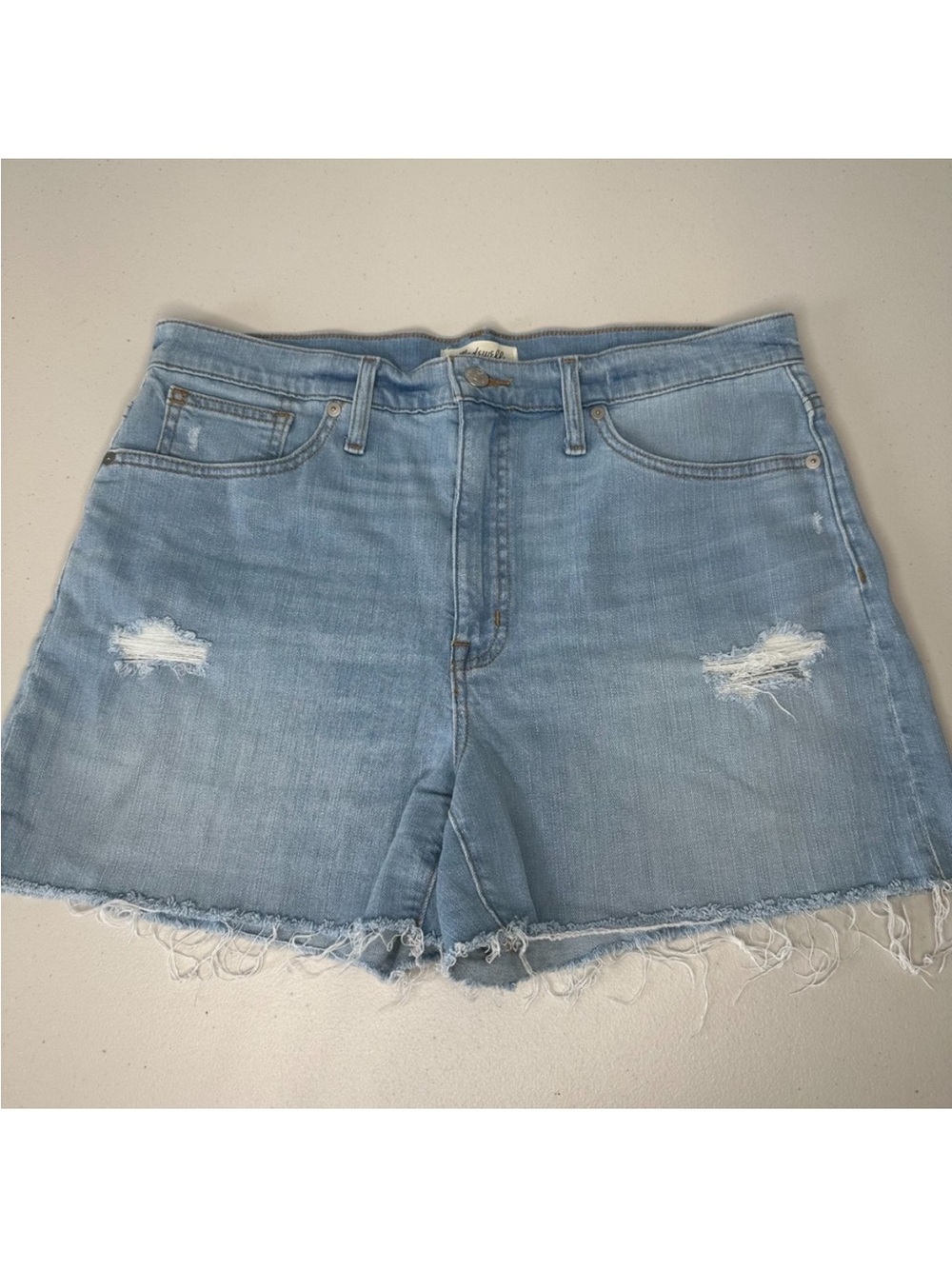 Madewell Blue Jean Shorts Size 31 Distressed Raw Hem